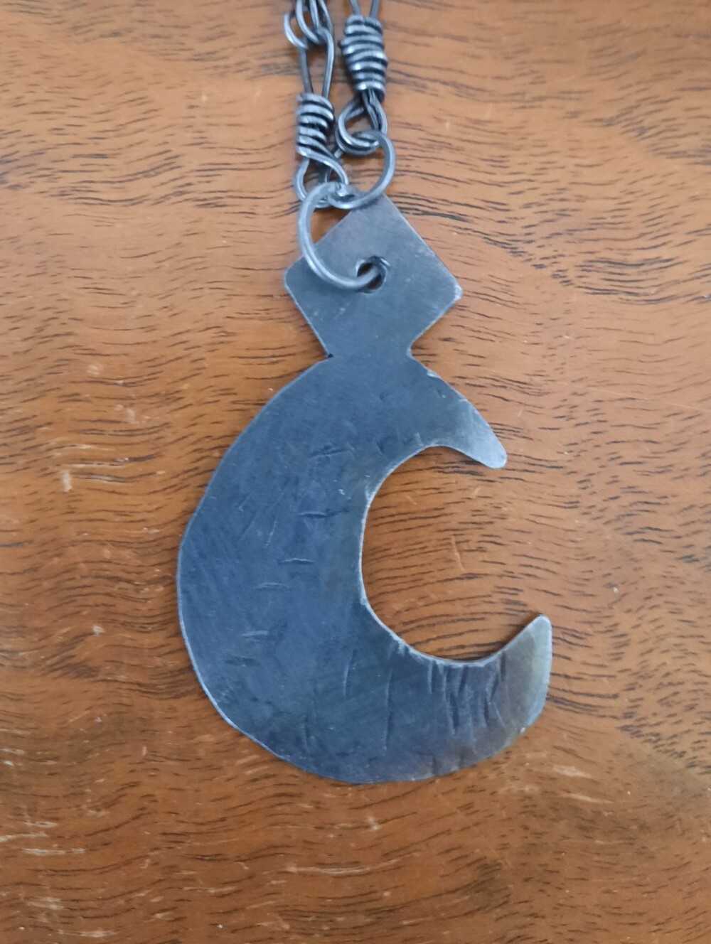 Handcrafted Moon Pendant Twisted Wire Necklace